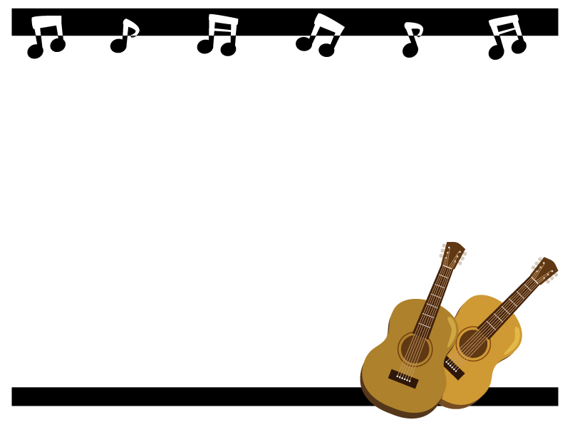 ギターと音符のフレーム飾り枠イラスト 無料イラスト かわいいフリー素材集 フレームぽけっと