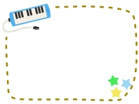 鍵盤ハーモニカの音楽フレーム飾り枠イラスト02