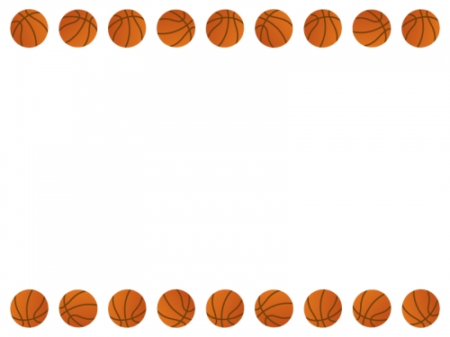 バスケットボールの上下フレーム飾り枠イラスト