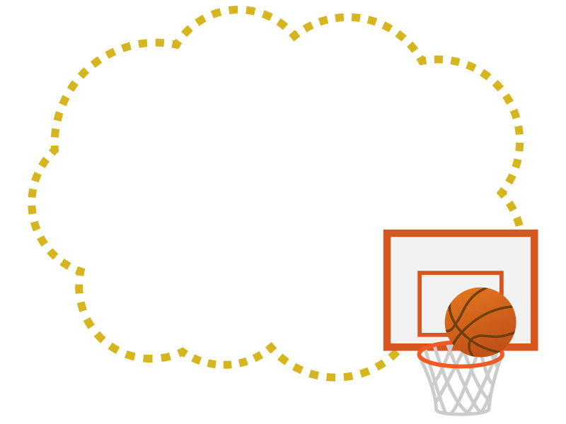 バスケットボールのもこもこフレーム飾り枠イラスト 無料イラスト かわいいフリー素材集 フレームぽけっと