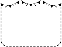 フラッグガーランドの白黒点線フレーム飾り枠イラスト