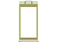 緑色の掛け軸のフレーム飾り枠イラスト