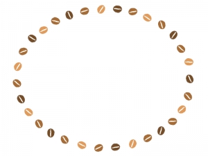 コーヒー豆の楕円囲みフレーム飾り枠イラスト