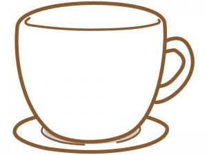コーヒーカップ型の茶色フレーム飾り枠イラスト