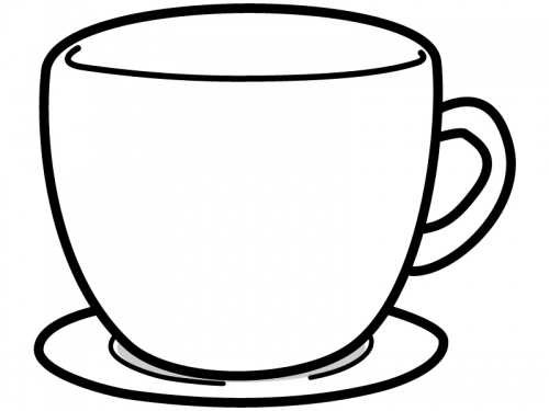 コーヒーカップ型の白黒フレーム飾り枠イラスト