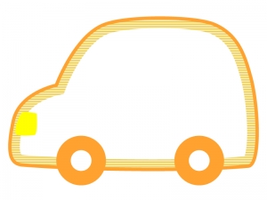 オレンジ色の車の形のフレーム飾り枠イラスト