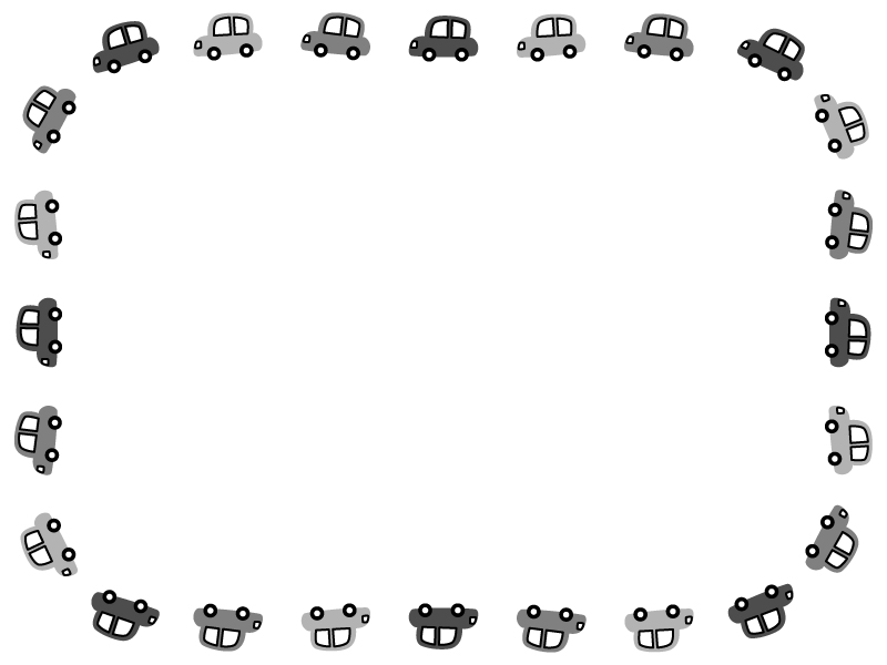 車の白黒囲みフレーム飾り枠イラスト 無料イラスト かわいいフリー素材集 フレームぽけっと