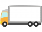 オレンジ色トラックの形のフレーム飾り枠イラスト