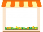 お店・ショップ（橙色）のフレーム飾り枠イラスト