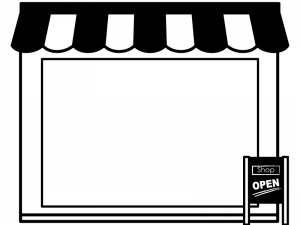 お店・ショップ（白黒）のフレーム飾り枠イラスト