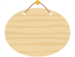 木の看板（楕円）のフレーム飾り枠イラスト