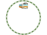 電車と緑色の線路の円形フレーム飾り枠イラスト