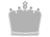 モノクロ（白黒）の王冠のフレーム飾り枠イラスト