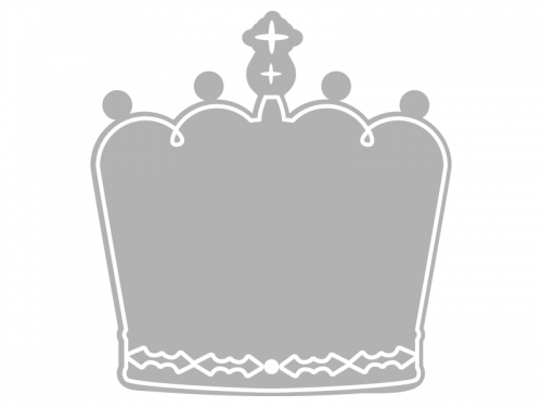 モノクロ（白黒）の王冠のフレーム飾り枠イラスト