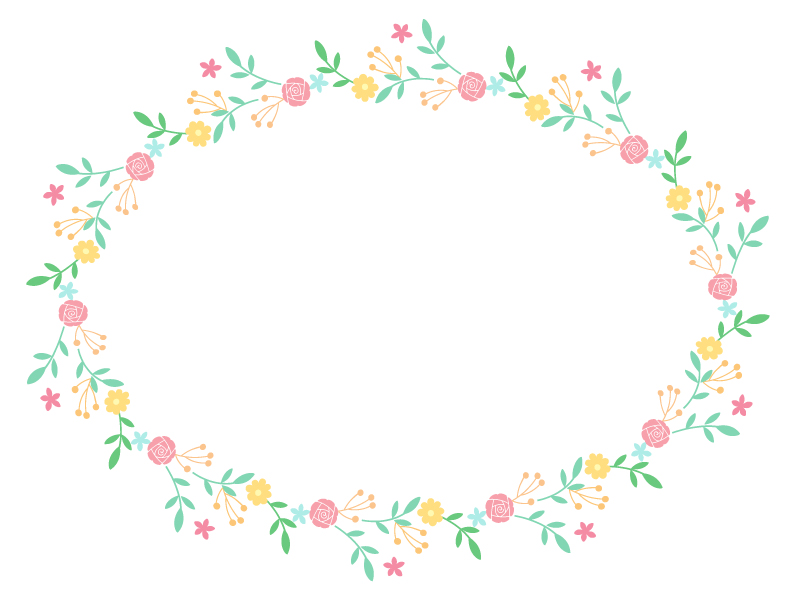 フェミニンな花のフレーム飾り枠イラスト02 無料イラスト かわいいフリー素材集 フレームぽけっと