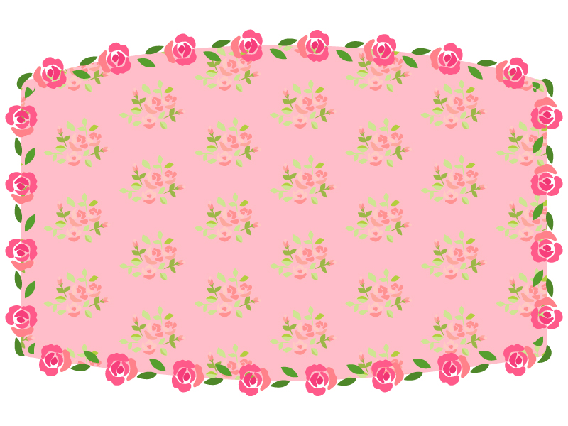 バラの花畑風のフレーム飾り枠イラスト 無料イラスト かわいいフリー素材集 フレームぽけっと