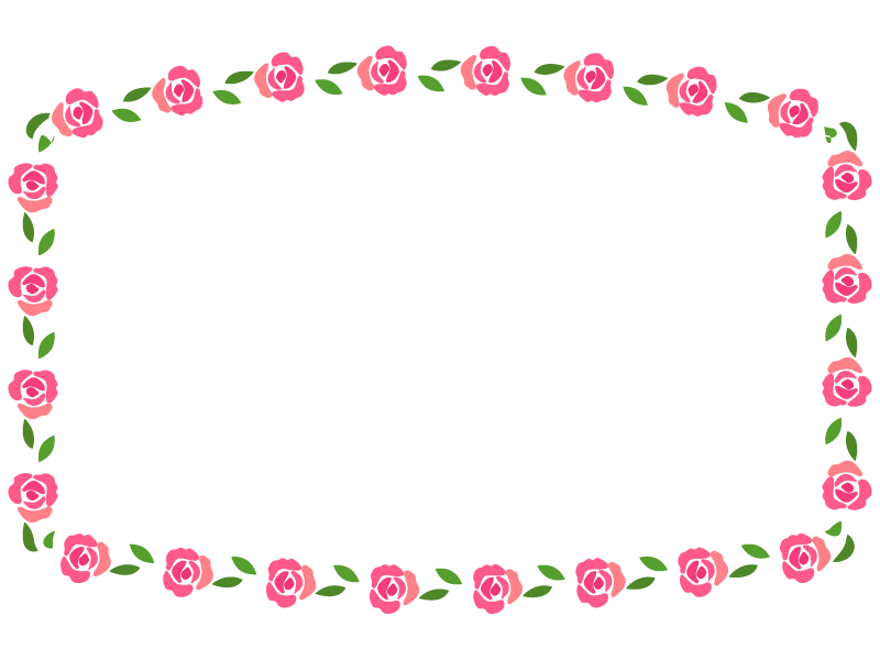 バラの花のフレーム飾り枠イラスト 無料イラスト かわいいフリー素材集 フレームぽけっと