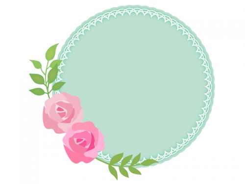 バラ（薔薇）の丸型フレーム飾り枠イラスト
