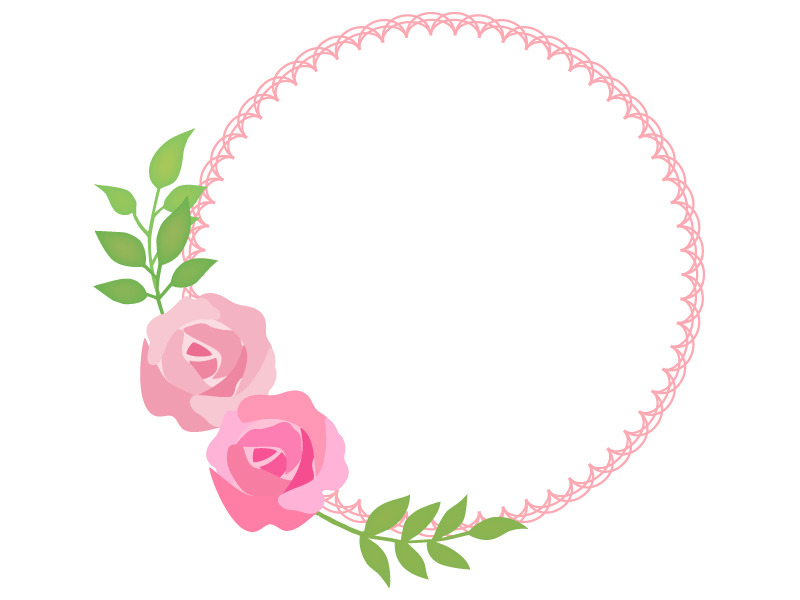 バラ 薔薇 の丸型フレーム飾り枠イラスト02 無料イラスト かわいいフリー素材集 フレームぽけっと