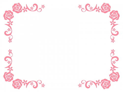 ピンク色のバラ（薔薇）のフレーム飾り枠イラスト