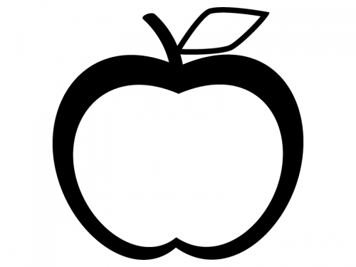 りんごの形（白黒）のフレーム飾り枠イラスト