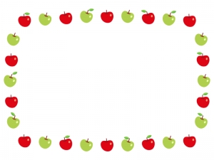 赤りんごと青りんごの囲みフレーム飾り枠イラスト