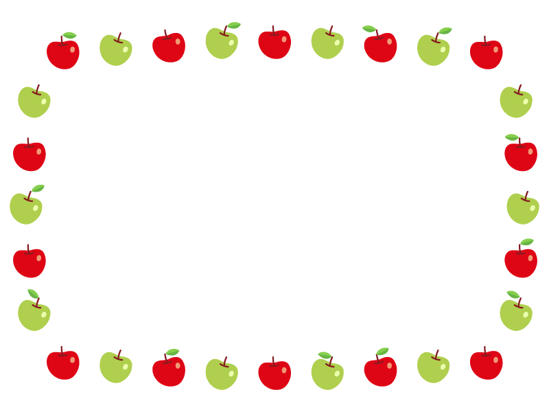 赤りんごと青りんごの囲みフレーム飾り枠イラスト 無料イラスト かわいいフリー素材集 フレームぽけっと