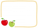 赤りんごと青りんごの点線フレーム飾り枠イラスト