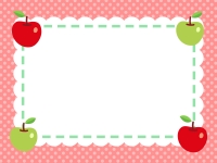 四隅のりんごの水玉赤色フレーム飾り枠イラスト