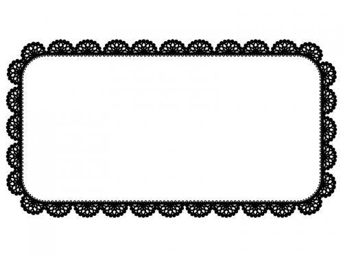 レース編み・ドイリーの白黒飾り枠フレームイラスト