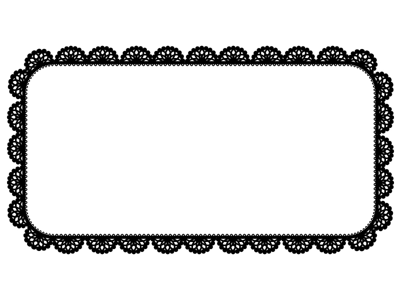 レース編み ドイリーの白黒飾り枠フレームイラスト 無料イラスト かわいいフリー素材集 フレームぽけっと
