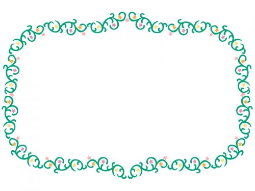くるくるした蔦と花の囲みフレーム飾り枠イラスト02
