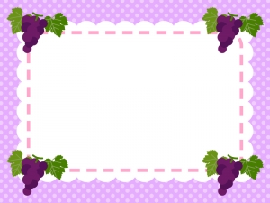 四隅のぶどうの水玉紫色フレーム飾り枠イラスト