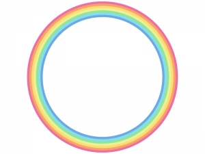 虹色の円形フレーム飾り枠イラスト