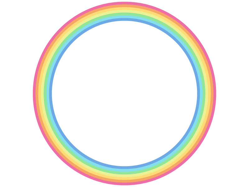 虹色の円形フレーム飾り枠イラスト 無料イラスト かわいいフリー素材集 フレームぽけっと