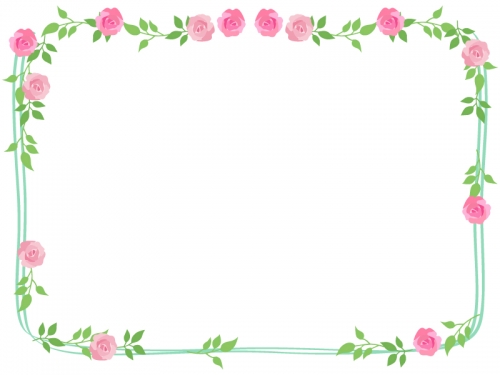 バラ（薔薇）の手書き風フレーム飾り枠イラスト