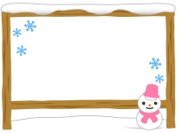 雪だるまと看板のフレーム飾り枠イラスト