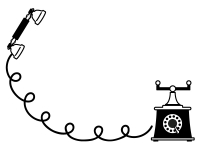 アンティーク風の電話の白黒フレーム飾り枠イラスト