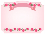 ピンクのカーネーションと見出し付きフレーム飾り枠イラスト