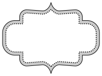 白黒のラベル風デザイン飾り枠フレームイラスト03
