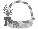 白黒モノトーンのカゴのフレーム飾り枠イラスト