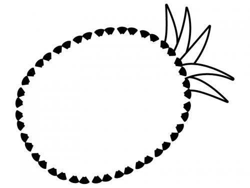 パイナップルの形の白黒フレーム飾り枠イラスト