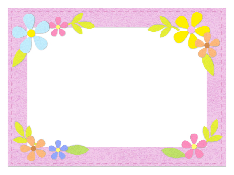 お花飾りのふんわりフェルト風ピンク色フレーム飾り枠イラスト 無料イラスト かわいいフリー素材集 フレームぽけっと