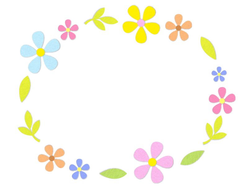 フェルトの花の楕円フレーム飾り枠イラスト 無料イラスト かわいいフリー素材集 フレームぽけっと