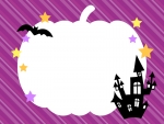 かぼちゃの紫色斜めストライプ・ハロウィンフレーム飾り枠イラスト