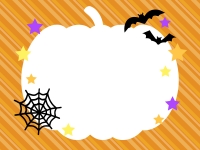 かぼちゃのオレンジ色斜めストライプ・ハロウィンフレーム飾り枠イラスト