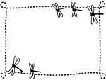 秋・とんぼの白黒点線フレーム飾り枠イラスト