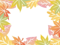 グラデーションがきれいな落ち葉の囲みフレーム飾り枠イラスト