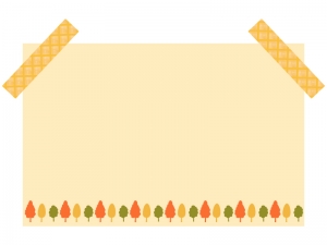 紅葉した木の柄のオレンジ色メモ風フレーム飾り枠イラスト