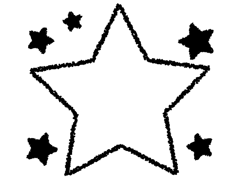 クレヨンで描いた星の白黒フレーム飾り枠イラスト 無料イラスト かわいいフリー素材集 フレームぽけっと